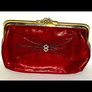 Princess Gardner Red Vintage Leather Kisslock Clutch